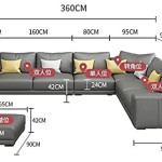 Nordic style luxury furniture sofa set corner sofa l shaped sofa (L:GREY)