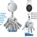 4 Pieces Retractable Badge Holder Heavy Duty Badge Reels ID Holder with Keychain Ring Clip for ID Card Carabiner Key Card Work Badge