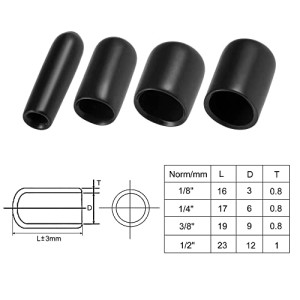 40pcs Round Rubber End Caps    1/2 Black Vinyl Cover Screw Thread Protectors Assortment Kit(3mm 6mm 9mm 12mm)