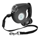 Retractable Dog Leash, 3 in 1 Lighted Trash Bag Retractable Powerful Leash 5m Retractable Leash Length,Black No Tangle Free Protection for Dog