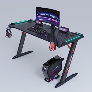 MAF With a handle rack, a cup holder, and a headphone hook, Games Table along with LED the RGB Lights 120cm PC Laptop Desk is designed for gamers at home or in the office (MAF-Z161)