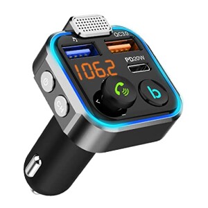 Ultimate FM Transmitter and Car Charger - Bluetooth 5.0, Fast Charging, Hi-Fi Music Stereo, Hands-Free Calling, Voice Assistant Compatible