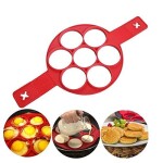 Pancake Molds Silicone Baking Mould, Egg Maker Pancake Flipper Egg Ring, Nonstick Silicone Round Egg Rings 7 Circles