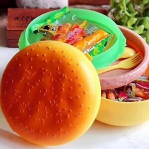 SUPER TOY 2 Layer Plastic Burger Shape Lunch Box Tiffin