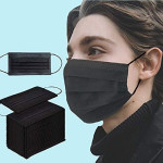 Abortar 3 Ply Dustproof, Disposable 3 Layer Non-woven Face Cover (Pack of 50, Black)