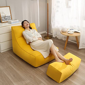 Sofa Lazy Sack - Lazy Lounger Tatami Lounger Seat Bean Bag Cover Soft Beanbag Chair Ultra Soft Bean Bags Chairs (No Filler),Yellow