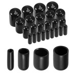 40pcs Round Rubber End Caps    1/2 Black Vinyl Cover Screw Thread Protectors Assortment Kit(3mm 6mm 9mm 12mm)