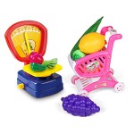 Children's play set of fruits for cutting in a basket with Scale Machine & Trolley