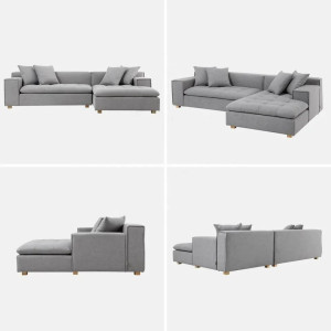 Living Room Sectional Couch Sofa Set for Property Developers and Interior Decorators (Grey)