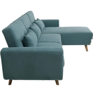 Comfortable modern living room L shape folding sleeper sofa and bed modular sofa (Sea Green(left Chase))