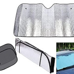 MultiStar, UV Protection Windscreen Sunshade Curtain Car Front Sun Shade Silver, UV Reflecting Foldable Heat Resistant Front Windshield