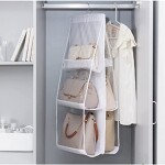 Foldable Storage Rack, Bag Storage, Hanging, Holds 6 Pieces, Closet Storage, Wall Hanging, Pocket, Double Sided Storage, Space Saving, Washable