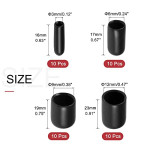 40pcs Round Rubber End Caps    1/2 Black Vinyl Cover Screw Thread Protectors Assortment Kit(3mm 6mm 9mm 12mm)