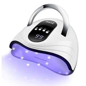 Sunrich UV Gel Nail Lamp 120W LED Nail Light Fast Dryer for Gel Polish Curing with 4 Timers Portable Handle Large Space Automatic Sensor (White)