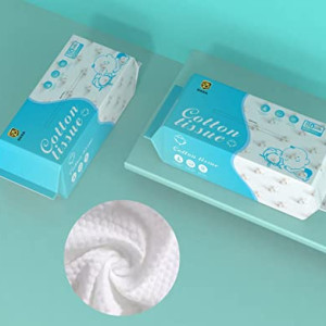 Dada Disposable & Reusable 3D Cotton Tissues 200x200mm for Baby Care, Skin Care, Make up removal, Disposable Facial Cleansing, Hand Cleaning, etc. 