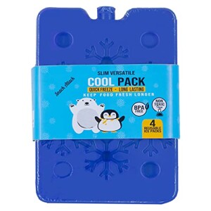 Ice Pack for Lunch Box and Cooler, BPA Free, Reusable and Long Lasting, Slim and Lightweight Design for Kids, Set of 4, Fun & Colorful