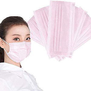 BeAcient Dust Mask,50 Pack/100 Pack Disposable Face Mask, Solid Color Non-woven Breathable Face Cover for Running, Cycling, Outdoor Activities (Pink,50pcs)
