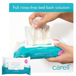 Carell Bed Bath Body Care Wipes - Rinse Free Bathing Solution, Alcohol Free Wipes - Pack of 8