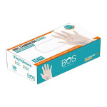 Bio Safety (BOS) Disposable Vinyl Gloves, Powder Free, Non Sterile, Latex Free Rubber,100 Count, Food Safe