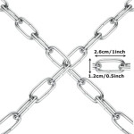 8 Metres Stainless Steel Chain, 3mm Heavy Duty Chain, Galvanized Metal Link Chain Thick Stainless Steel Chain for Bike Security, Fence Gate, Garage Doors