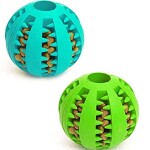 Dog Toy Ball, Nontoxic Bite Resistant Ball for Pet Dogs Puppy Cat, Food Treat Feeder Chew Tooth Cleaning Exercise Game IQ Training 7CM,(Pack of 1), Assorted