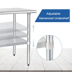 HARDURA Stainless Steel Table 24X30 Inches with Undershelf and Galvanized Legs NSF Heavy Duty Commercial Prep Work Table
