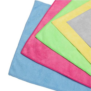 10pcs Microfiber Cleaning Cloth, 5 Colors (Blue, Yellow, Pink, Green, Gray) Highly Absorbent and Reusable, 10pcs Pack with 2pcs Each Colors 