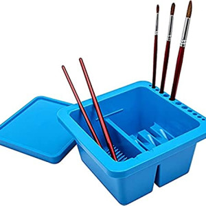 Artist Brush Basin, Multifunction Paint Brush Tub with Brush Holder