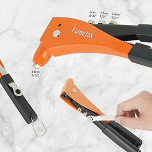 FUMETAX Rivet Gun 10.5 4 in 1 Professional Rivet Tools Single Hand Manual Rivet Gun with Portable Wrench, Non-slip, Aesthetic, Durable SW-8122002