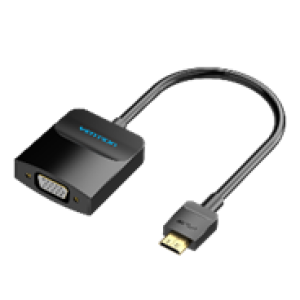 Mini HDMI to VGA Converter with Female Micro USB and Audio Port  0.15M Black
