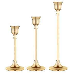 Set of 3 Gold Candlestick Holders Gold Candle Holder Taper Candle Holders Candle Holder Decorative Candlestick Holder for Home Decor