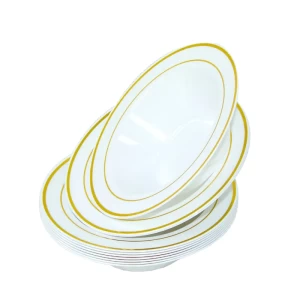 Rosymoment Plastic Bowl Set Of 10 Pieces, Gold