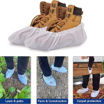 Disposable Non Woven Shoe Covers, Non Slip for Indoors, Recyclable, Waterproof, Durable Shoe Protectors Covers One Size Fits All - 25g (100 pcs)