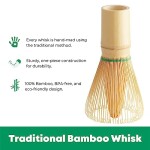 Matcha Whisk Set -Handcrafted Golden Bamboo Matcha Whisk, Traditional Matcha Whisk Made from Durable and Sustainable Golden Bamboo for Matcha Tea Preparation