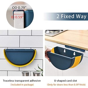 Acoki Folding Waste Bin, Hanging Trash Can Collapsible Trash Bin for Kitchen Cabinet Door Drawer Bedroom Dorm Room Car(Blue)