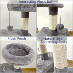  Cat Tree for Indoor Cats,Cat Tree Tower,Cat Bed,with Sisal Scratching Posts,Houses,Cats Activity Tower,Cat Furniture(Suitable for small cats) (3 layers, Grey)