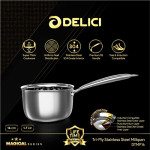 DELICI DTMP 16 Tri-Ply Stainless Steel Milk Pan with Premium SS Handle, Medium