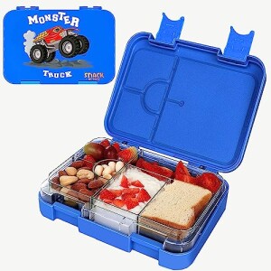 TM Lunch Box style Blue Color for Kids|4 & 6 Convertible Compartments| BPA FREE|LEAK PROOF| Dishwasher Safe | Back to School Season