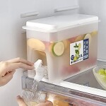 Plastic Drink Dispenser for Refrigerator, Water Jug with Drip-Proof Tap, Cold and Heat Resistant, Lemonade Beverage Dispenser for Home Office Hotel Restaurant Party