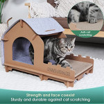  Cat House with Scratcher Pad,Cat Scratcher Lounge,Assembled Cat Villa,Dismountable Cat Scraching House Scratch Board,Cat Furniture for Cats and Kitties