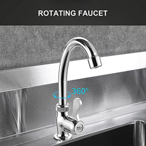 Commercial kitchen sink, Stainless Steel Compartment Free Standing Utility Sink with 360 Rotation Faucet,