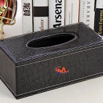 MultiStar, Tissue Box Holder, PU Leather Tissue Holder Organizer, Tissue Box Cover Holder Decorative Organizer for Tabletop Bathroom Car Office Color Black