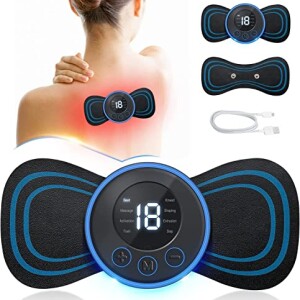 Mini Body Massager with 8 Modes and 19 Strength Levels, Wireless Portable Neck massager, Rechargeable Electric Massager Sticker, Body Massager Patch for Men, Women