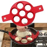 PLASTIFIC Pancake Molds Silicone Baking Mould Egg Maker Pancake Flipper Egg Ring Nonstick Silicone Round Egg Rings (Red 7 Holes)