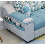 L Shape sofa 3 Seat Linen Living Room Sofa Set Home Furniture Modern Home Furniture(Foot ped + 2 cloth stool),A