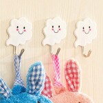 DLORKAN 3pcs Self Adhesive Bathroom Kitchen Clouds Hanger Hooks Adhesive Stick On The Wall Hanging Door Clothes Towel Rack Holder