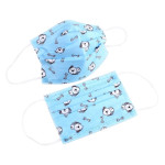 20 pcs Unisex Kids Comfortable 3 Layers Single Use Cute Patterns Disposable Face Mask with Elastic Earloops blue