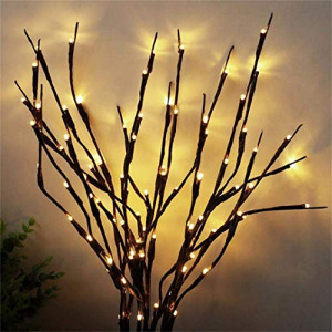 (4Pack) Decorative LED Lighted Branch Lights Battery Operated Artificial LED Twig Branches  Decor Christmas Vase (Warm White, 75CM, 20leds)