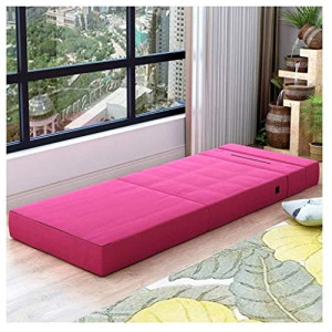 M_SSSK Modern Simplicity Fabric Sofa Lazy Sofa Bed Folding Sofa Bedroom Bay Window Comfortable Tatami Removable and Washable Thick 150 � 70 � 15Cm (Color : Rose Red)