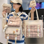 School Bags for Girls, 5pcs Laptop Backpacks Set, Cute School Book Bag, Lunch Bag, Pencil Case, bts Merchandise Gifts for Girls